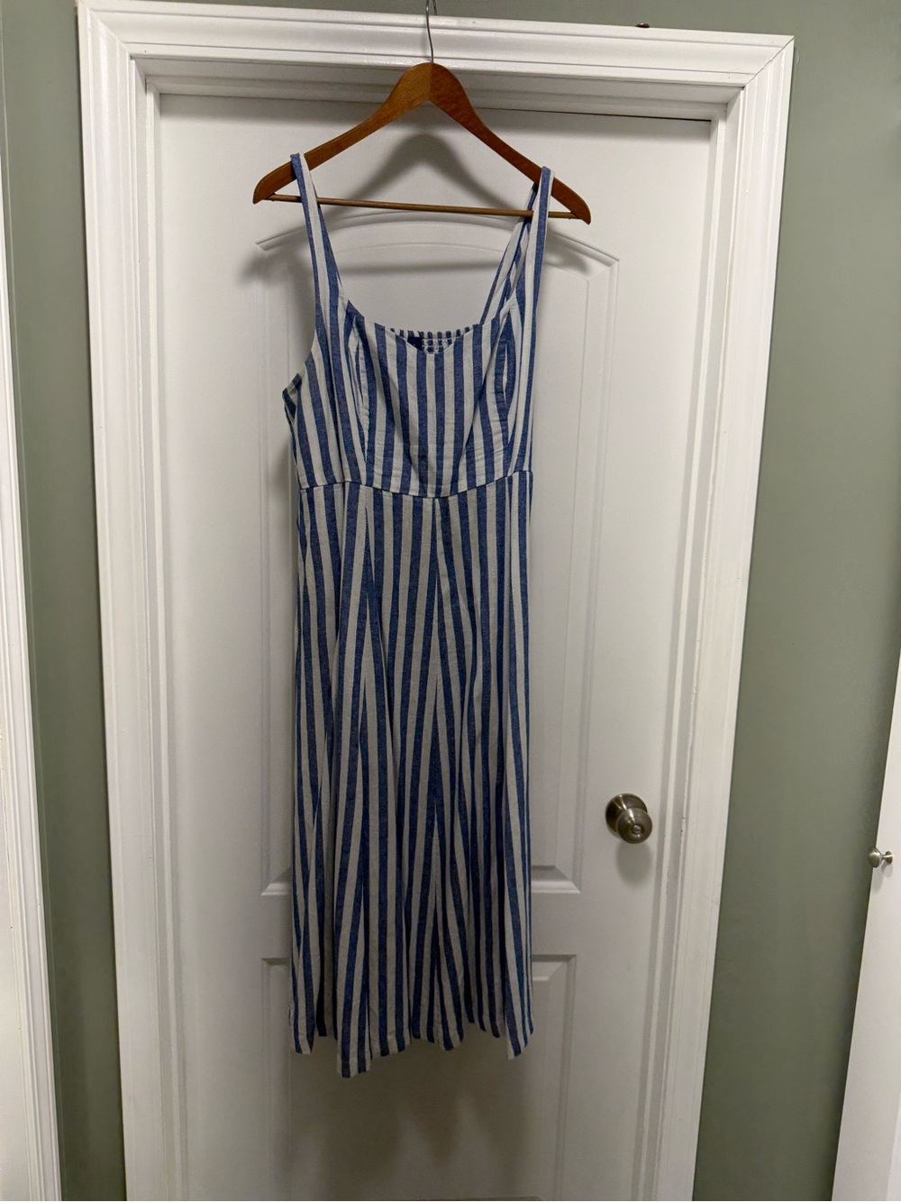 Old Navy Blue and White Striped Midi Dress - Picture 2 of 11